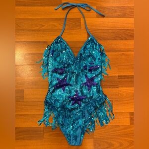 Blue Star Sequin Shimmy Festival Bodysuit